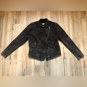 Harley-Davidson Black Washed Studded Moto Jacket Asymmetrical Zipper 97438-15VW